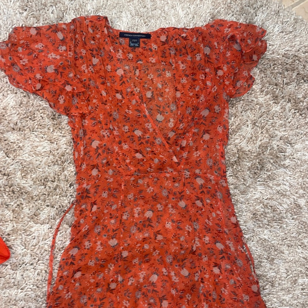 French connection floral midi dress with underslip